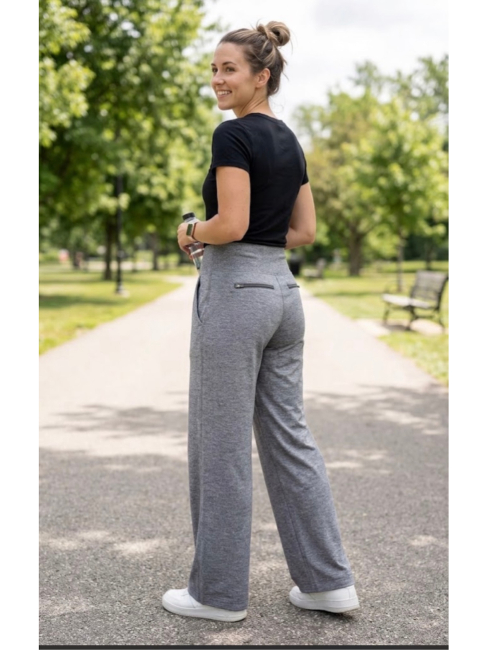 Women's Athleta Venice High Rise Wide Leg Leggings Size S Petite Heather Grey